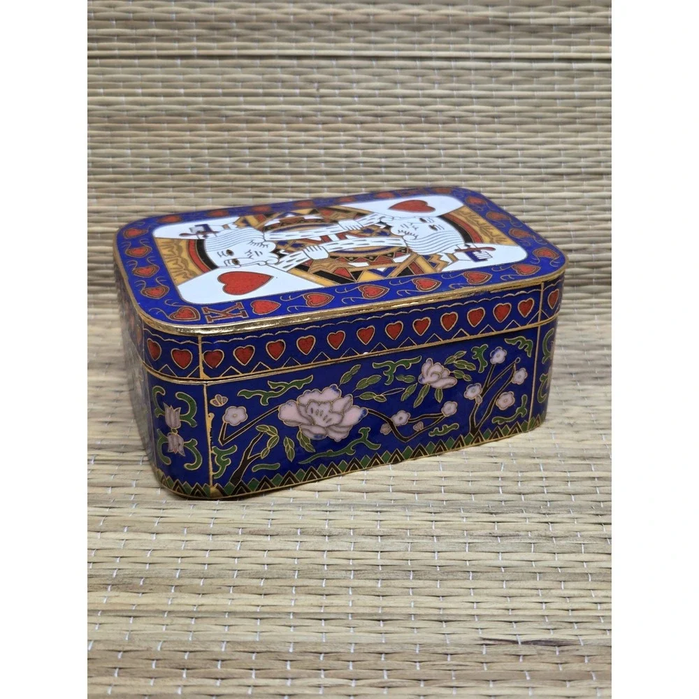 Vintage Bombay Company King of Hearts Enamel Cloisonne Trinket Box Empty